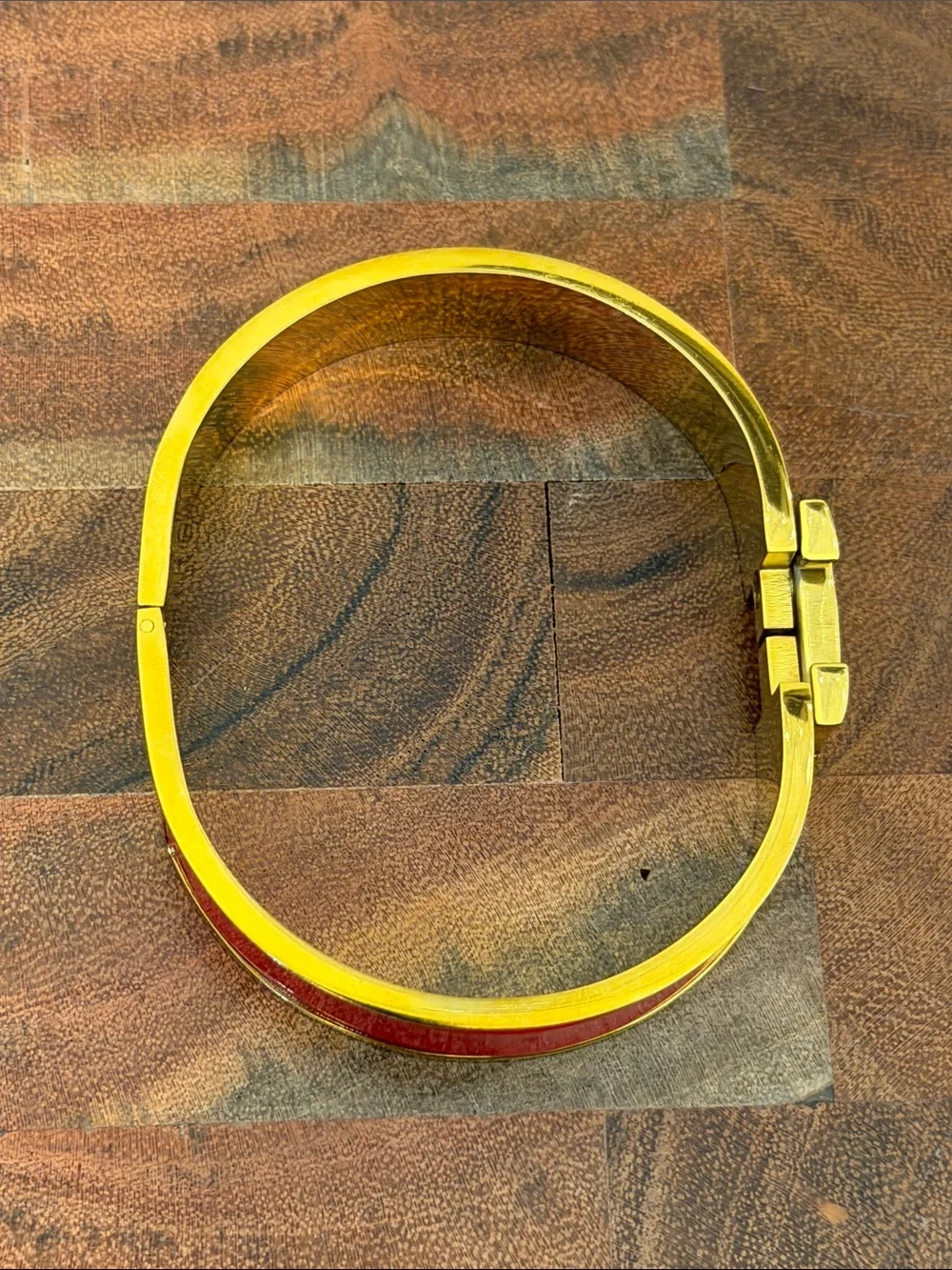 Hermes Clic H Bracelet Red Enamel and Gold PM